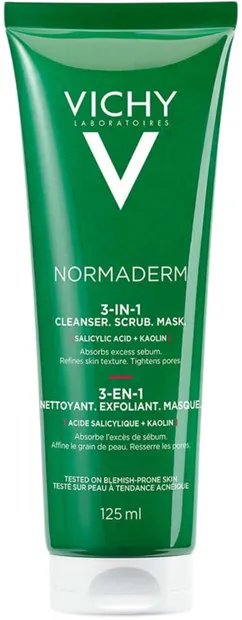 Îngrijire de curățare Vichy Normaderm, peeling și mască 3 în 1, 125 ml