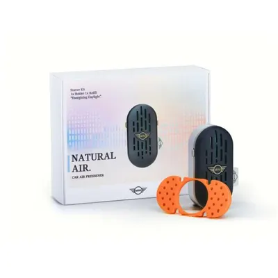 Odorizant original MINI - Natural Air - Starter Kit, finisaj negru-argintiu