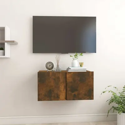 vidaXL Dulap TV suspendat, stejar fumuriu, 60x30x30 cm, lemn prelucrat