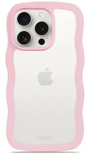 Husă Holdit - Wavy, iPhone 14 Pro, transparent/roz