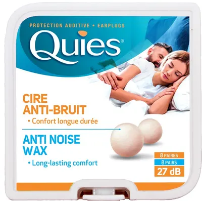Anti Noise Wax Dopuri de urechi din ceară de unică folosință, 27 dB, 8 perechi, Quies