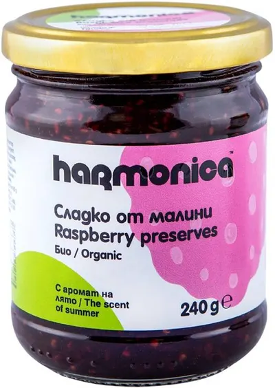 Gem bio de zmeură, 240 g, Harmonica