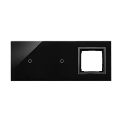 Panou Touch 3 module, module 1 si 2: comenzi touch, modul 3: 1 spatiu pentru modul antracit Simon 54, sticla neagra