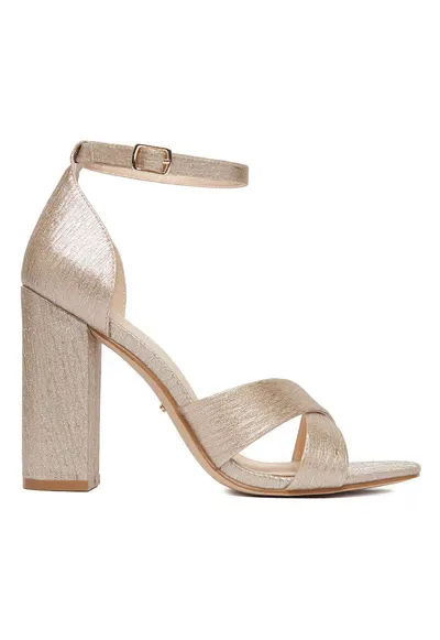 Sandale dama - auriu - material sintetic - toc clasic