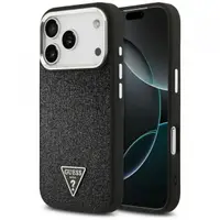 Husa MagSafe pentru Apple iPhone 17 Pro, Guess, Glitter Triangle Logo, Neagra