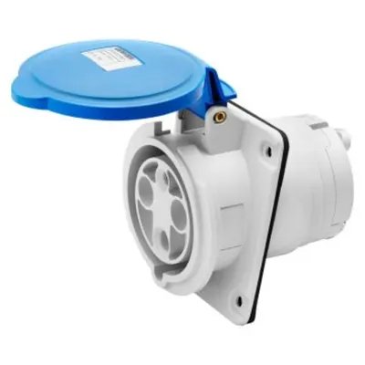 Priza industriala incastrata 10° HP - IP44/IP54 - 2P+E 63A 200-250V 50/60HZ - BLUE - 6H - MANTLE TERMINAL