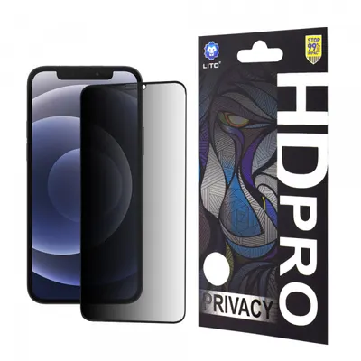 Folie de protectie Ecran Privacy Lito HD Pro pentru Apple iPhone 12 / 12 Pro, Sticla Securizata, Full Glue