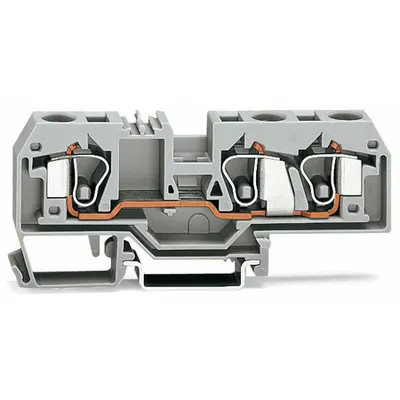 3-conductor through terminal block; 10 mm²; suitable for Ex e II applications; center marking; for DIN-rail 35 x 15 and 35 x 7.5; CAGE CLAMP®; 10,00 mm²; light gray