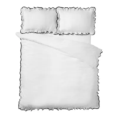 Lenjerie de pat albă pentru pat dublu cu 3 piese 200x200 cm So Soft Mono Frill – Catherine Lansfield