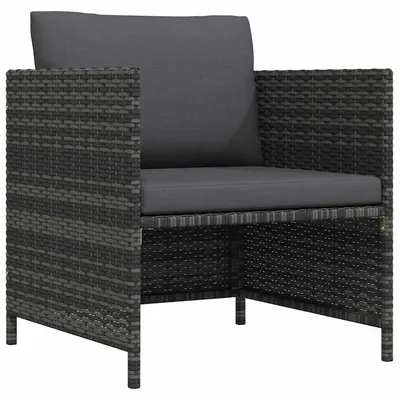 vidaXL Canapea de grădină cu perne, gri, poliratan