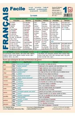Plansa Francais facile 1: Le nom, les articles, l'adjectif qualificatif, les demonstratifs, les possessifs, les indefinis