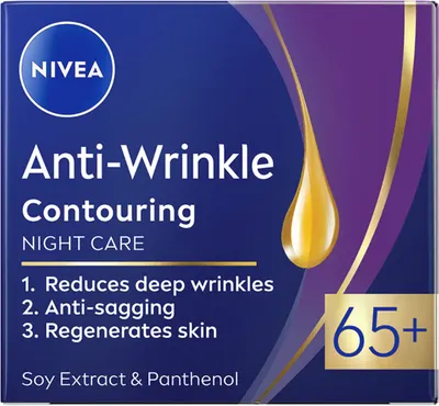 Nivea Anti-Wrinkle Cremă de noapte pentru conturare, 65+, 50 ml