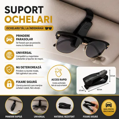 Suport pentru ochelari, prindere la parasolar