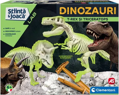 Set educativ Clementoni Stiinta & Joaca - Dinozauri T-Rex & Triceratops