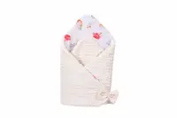 Paturica de infasat model flori de bumbac si plus minky crem 80x80 cm