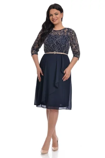 Rochie bust dantela DV22R35 bleumarin/crem, Dress to Impress | marimea 34
