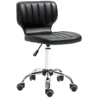 HOMCOM Taburet cu roți - taburet de lucru rotativ la 360° - taburet ergonomic - înălțime șezut reglabilă 47-62 cm - căptușeală de piele ecologică matlasată negru metal cromat | Aosom Romania