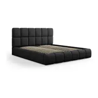 Pat matrimonial negru tapițat cu spațiu de depozitare și somieră 200x200 cm Bellis – Micadoni Home