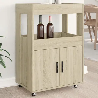 vidaXL Cărucior de bar, stejar sonoma, 60x39,5x89 cm, lemn prelucrat