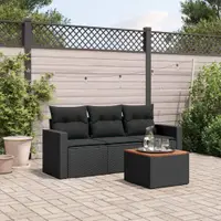 Gossi set mobilier de gradina cu perne, 4 piese, negru, poliratan