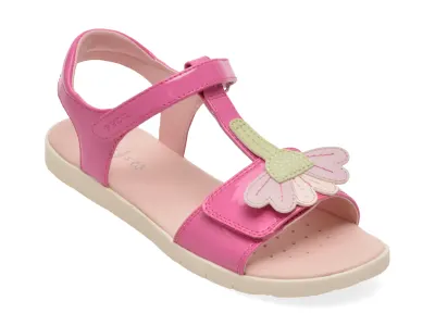 Sandale GEOX fucsia, J65P1C, din piele ecologica lacuita