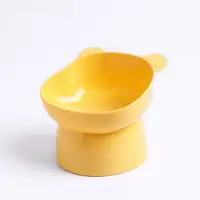 Bol din plastic, cu picior inalt, pentru pisici, galben, cu urechi de urs, 12 x 11 xm