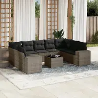 Gossi set mobilier de gradina cu perne, 10 piese, gri, poliratan