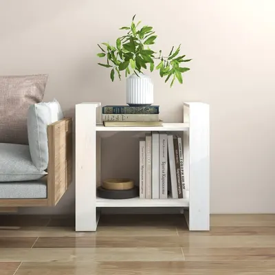 vidaXL Bibliotecă/Separator cameră, alb, 60x35x57 cm, lemn masiv pin
