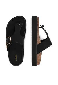 Slapi dama - negru - textil - Negru