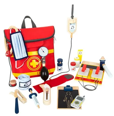 Set de lemn Small Foot - Trusă medicală în rucsac
