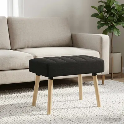 vidaXL Bancă cu tapițare canelată Negru 60 x 40 x 45 cm Țesătură