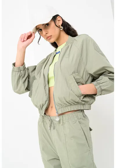 Jacheta cu guler baseball - Verde pal