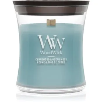 Woodwick Cedarwood & Ocean Moss lumânare parfumată cu fitil din lemn