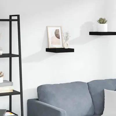 vidaXL Raft de perete suspendat, negru, 23x23,5x3,8 cm, MDF