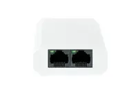Repetor PoE Hikvision DS-3E0503DP-E/R: 1 × Gigabit PoE IN port si 2 × Gigabit PoE OUT port, buget PoE 30W, dimensiuni: 88.0 mm ×