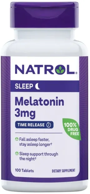 Melatonin Time Release, 3 mg, 100 tablete, Natrol