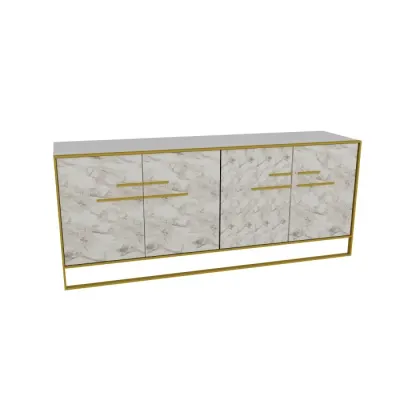 Comoda POLKA, auriu + alb, 179,9x47,3x75 cm