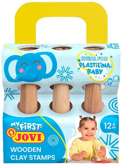 Set de ștampile din lemn pentru plastilină Jovi Baby - 3 bucăți