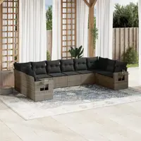 Gossi set mobilier de gradina cu perne, 10 piese, gri, poliratan