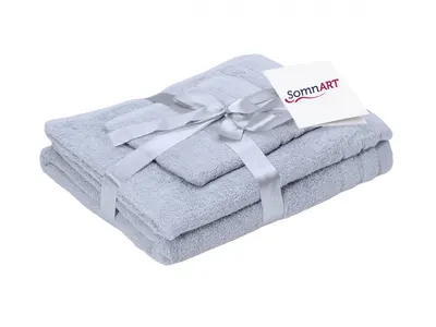 Set 3 prosoape din bumbac gri Somnart pentru fata, corp si maini