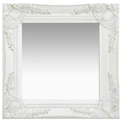 vidaXL Oglindă de perete în stil baroc, alb, 40 x 40 cm