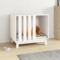 vidaXL Casă pentru câini, alb, 70x50x62 cm, lemn masiv de pin