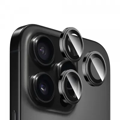Folie de protectie Camera Spate Blueo Sapphire Crystal pentru Apple iPhone 16 Pro Max / 16 Pro, Sticla Securizata, Neagra