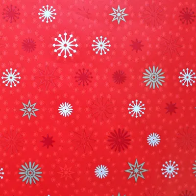 Hârtie ambalat Crăciun 200x70cm fulgi-zăpadă roșu