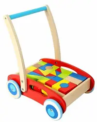 Antemergator din lemn cu cuburi Tooky Toy - 2 in 1
