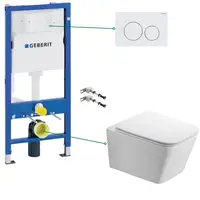Set vas wc suspendat,clapeta alba, rezervor wc incastrat Geberit Delta
