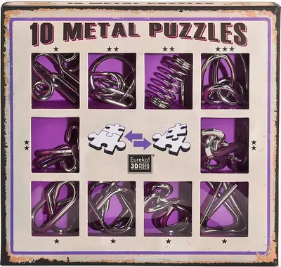 Set puzzle-uri de logica metalice Eureka - 10 Metal Puzzles Set, violet