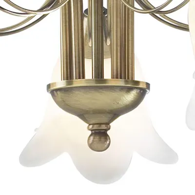 Plafoniera Doublet 5 Light Semi Flush Antique Brass complete with Alabaster Glass