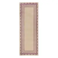 Covor tip traversă mov/în culoare naturală țesut manual din lână 80x230 cm Lois Scallop – Flair Rugs