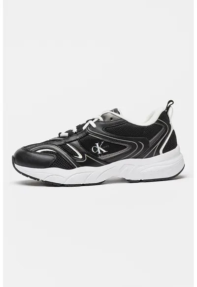Pantofi sport demiwedge cu garnituri din material sintetic - Alb/Negru/Gri